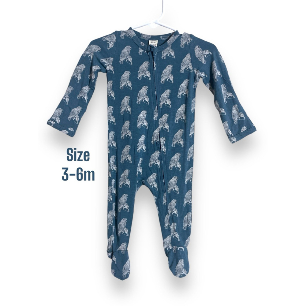 Kate Quinn Parrot bamboo zipper footie 3-6 NEW